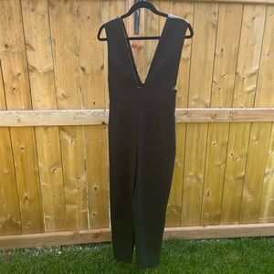 Structured Black Plunge Jumpsuit